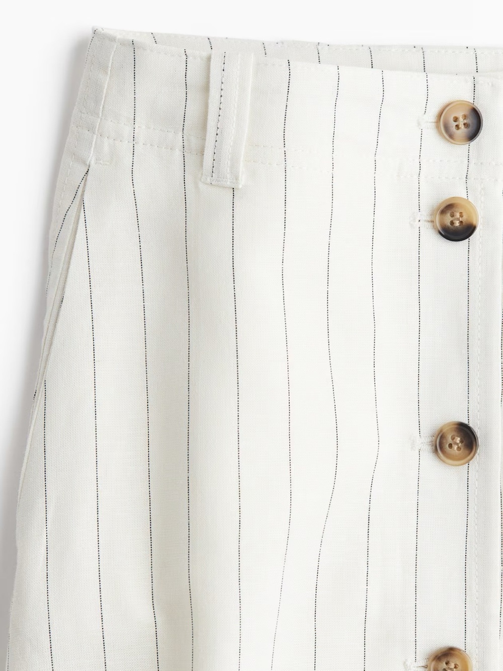 H&M White Pinstripe Button-Down A-Line Skirt - Picture 6 of 7